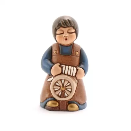 Donna con arcolaio presepe classico, blu - Thun