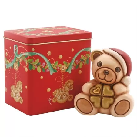 Teddy con quadrifoglio + scatola in latta - Thun