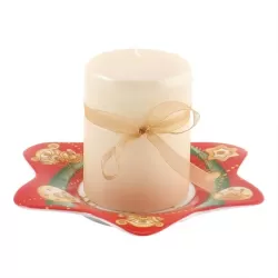 Candela con piattino stella Dolce Natale - Thun