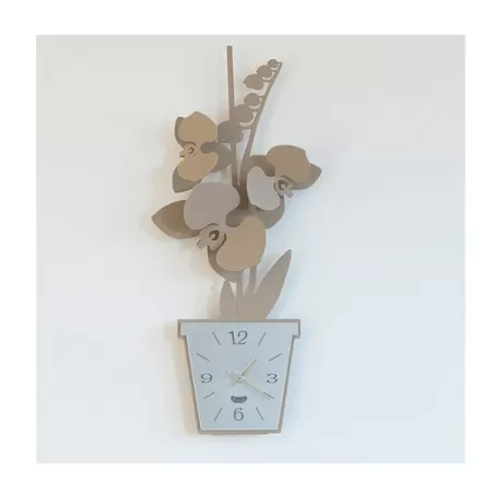 Orologio Orchidea Parete, Beige - Arti e Mestieri