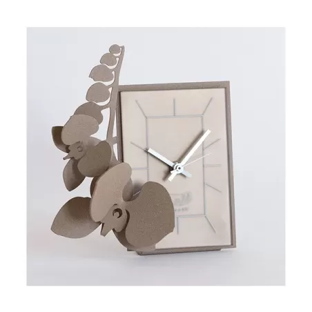 Orologio Orchidea Tavolo, Beige - Arti e Mestieri