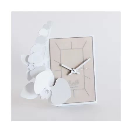 Orologio Orchidea Tavolo, Bianco Neve - Arti e Mestieri