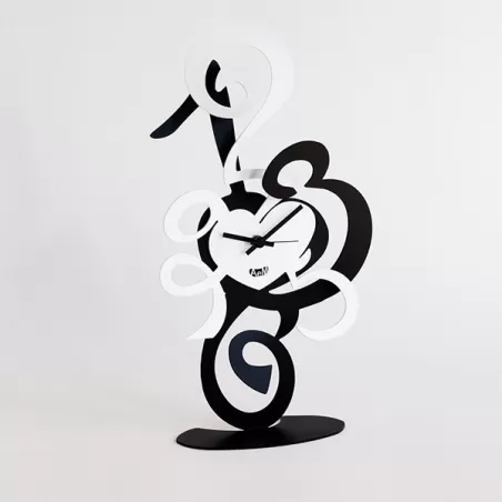 Orologio Truciolo Tavolo, Nero e Bianco - Arti e Mestieri