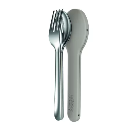 Steel cutlery set, Posate e contenitore salvaspazio grigio - Joseph Joseph