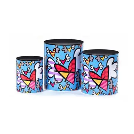 Set 3 barattoli in metallo "Flyng Hearts" - Romero Britto