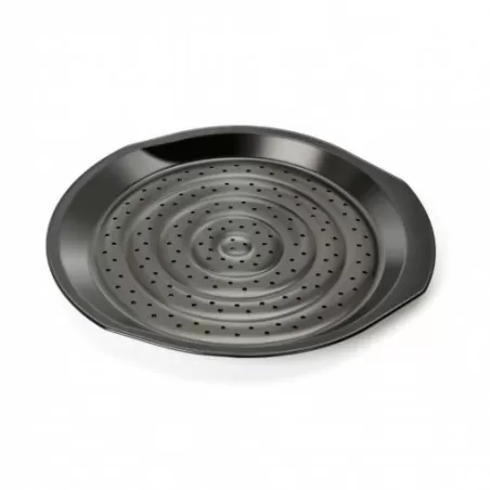 Teglia pizza con base termica forata e forma ergonomica Cm. 37x35 H. Cm. 2,4, Delicious - Kaiser