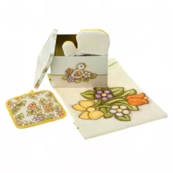 Scatola in latta con guanto, strofinaccio e presina Country - Thun