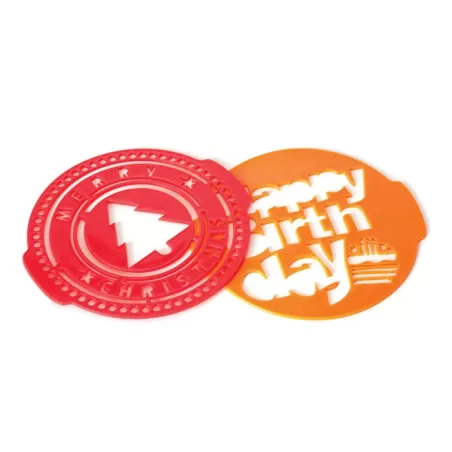 HAPPY BIRTHDAY + CHRISTMAS, 2 mascherine decorative