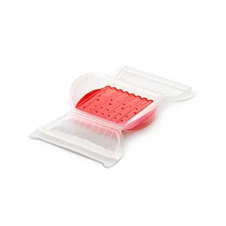 Astuccio per cottura con vassoio in silicone, trasparente 3-4 persone - Lékué