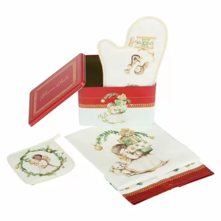 Scatola in latta, guantone, presina e strofinaccio Dolce Natale - Thun