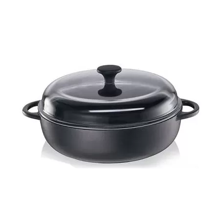 Padella alta nera con coperchio "Provence" Cm. 24x6,5 Lt.2 - Kuchenprofi