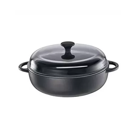 Padella alta nera con coperchio vetro "Provence" Cm. 28x7,5 Lt. 3,25 - Kuchenprofi