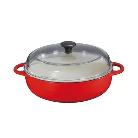 Padella alta rossa con coperchio "Provence" Cm 24x6,5 Lt.2 - Kuchenprofi