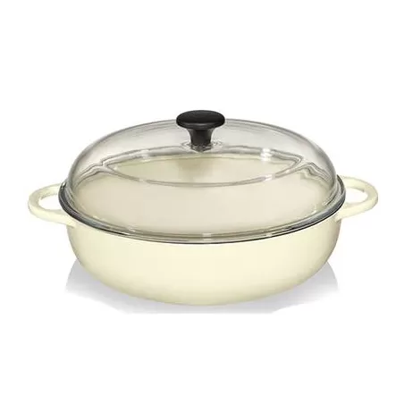 Padella alta crema con coperchio "Provence" Cm. 28X7,5/L3,25 - Kuchenprofi