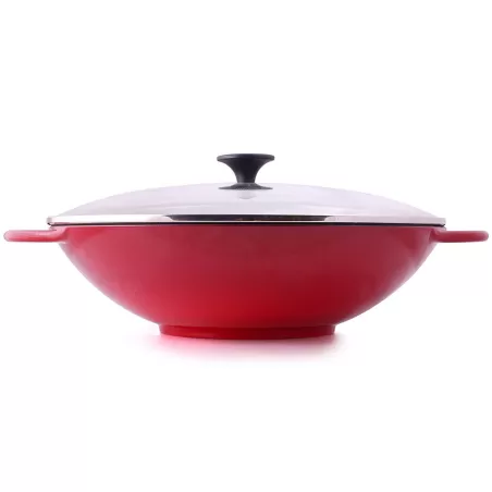 Wok-Set con coperchio e accessori rossa "Premium" Cm. 36x9,5 - Kuchenprofi
