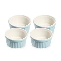 Coppetta tonda 4 pezzi in porcellana azzurra/bianca Cm. 10x5 - Kuchenprofi