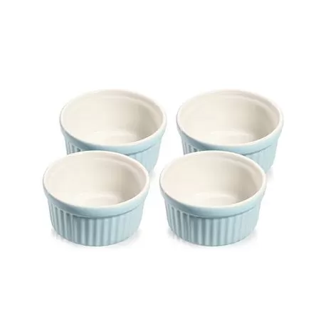 Coppetta tonda 4 pezzi in porcellana azzurra/bianca Cm. 10x5 - Kuchenprofi