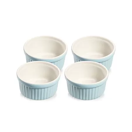 Coppetta tonda 4 pezzi in porcellana azzurra/bianca Cm. 10x5 - Kuchenprofi