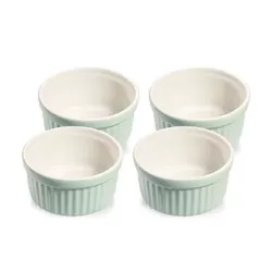 Coppetta tonda 4 pezzi in porcellana menta/bianca Cm. 10x5 - Kuchenprofi