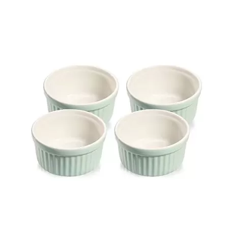 Coppetta tonda 4 pezzi in porcellana menta/bianca Cm. 10x5 - Kuchenprofi