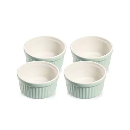 Coppetta tonda 4 pezzi in porcellana menta/bianca Cm. 10x5 - Kuchenprofi