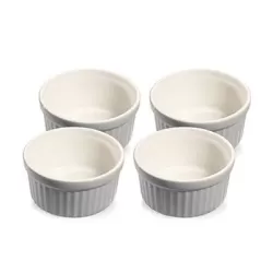 Coppetta tonda 4 pezzi in porcellana grigia/bianca Cm. 10x5 - Kuchenprofi