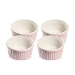 Coppetta tonda 4 pezzi in porcellana rossa/bianca Cm. 10x5 - Kuchenprofi