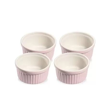 Coppetta tonda 4 pezzi in porcellana rossa/bianca Cm. 10x5 - Kuchenprofi