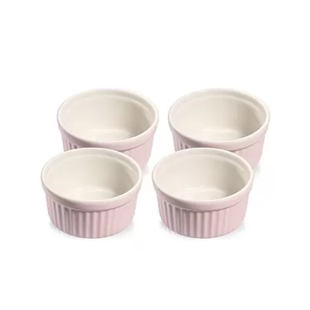 Coppetta tonda 4 pezzi in porcellana rossa/bianca Cm. 10x5 - Kuchenprofi