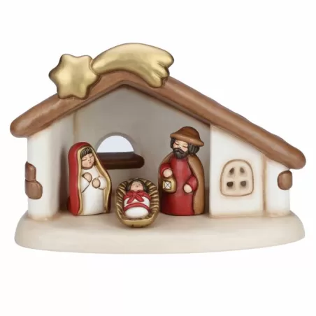 Capanna con sacra famiglia presepe? classico, rosso - Thun