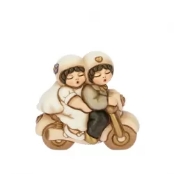 Coppia di sposini piccoli su moto - Thun