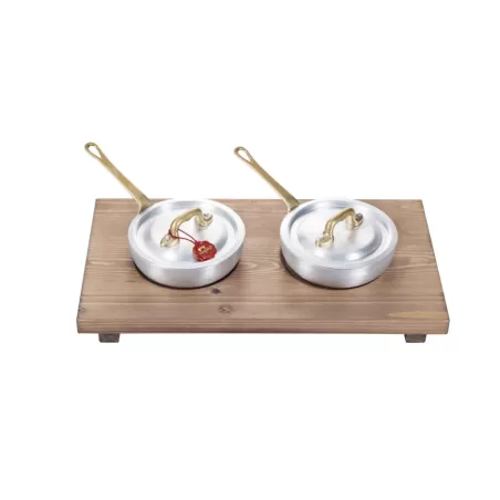 Tête-À-Tête, Set 2 padelle mini cm.12 con vassoio legno - Mopita