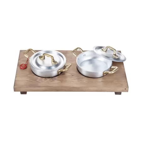 Duo, Set 2 tegami mini cm.12 con vassoio legno - Mopita