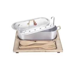 La pesciera, pesciera ovale cm. 35 con vassoio legno - Mopita