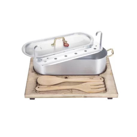 La pesciera, pesciera ovale cm. 35 con vassoio legno - Mopita