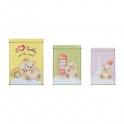 Set 3 scatole in latta Teddy on the road - Thun