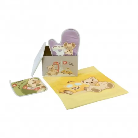 Confezione guantone, presina e canovaccio Teddy on the road - Thun