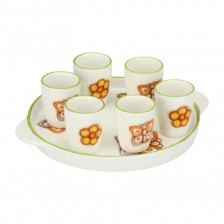 Set liquore (vassoietto con 6 bicchierini) Farfalla - Thun