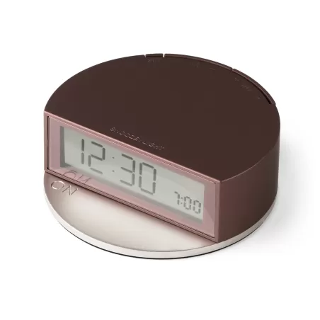 Fine sveglia schermo luMinoso Base rotonda, Bordeaux - Lexon