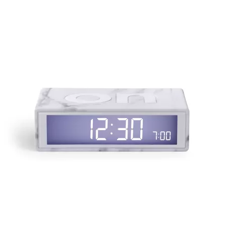 Flip marble & wood orologio sveglia "on/off", Marmo Bianco - Lexon