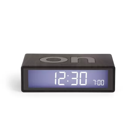 Flip marble & wood orologio sveglia "on/off", Legno scuro - Lexon