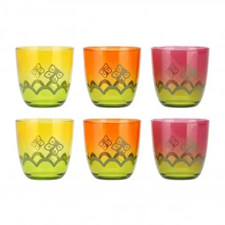 Confezione 6 bicchieri vetro bicolore, Autunno - Thun