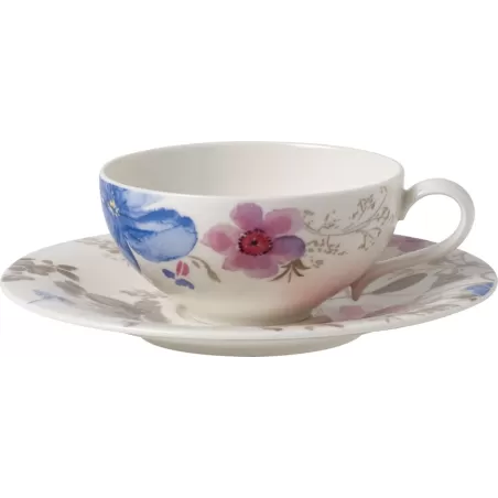 Mariefleur Gris Basic Tazza te con piatto 2 pezzi - Villeroy & Boch
