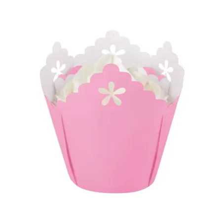 Pirottini Muffin Merletto Rosa 15 Pezzi Ø Cm. 5