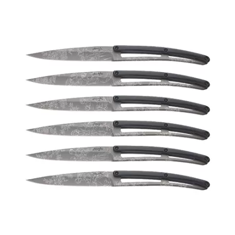 Set 6 coltelli da tavola Deejo Toile De Jouy Paperstone Titanio - Deejo