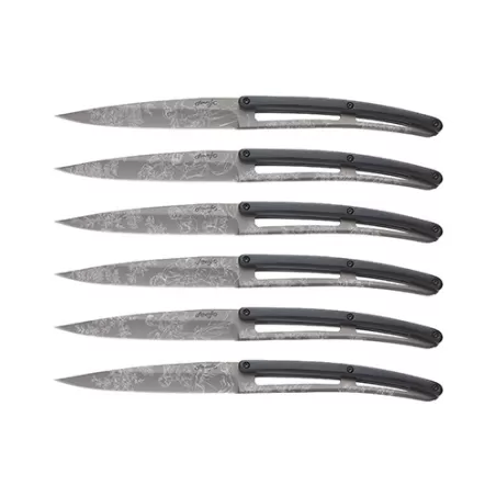 Set 6 coltelli da tavola Deejo Toile De Jouy Paperstone Titanio - Deejo