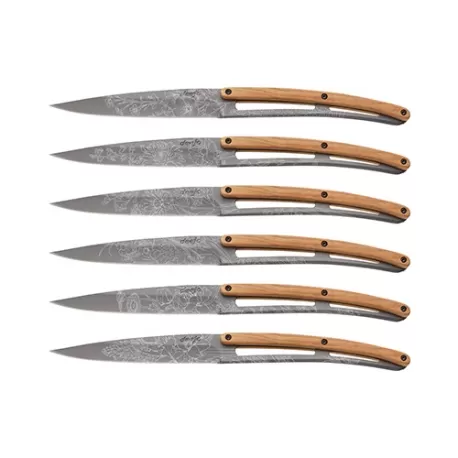 Set 6 coltelli da tavola Deejo Blossom Ulivo Titanio - Deejo