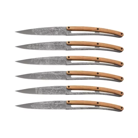 Set 6 coltelli da tavola Deejo Blossom Ulivo Titanio - Deejo