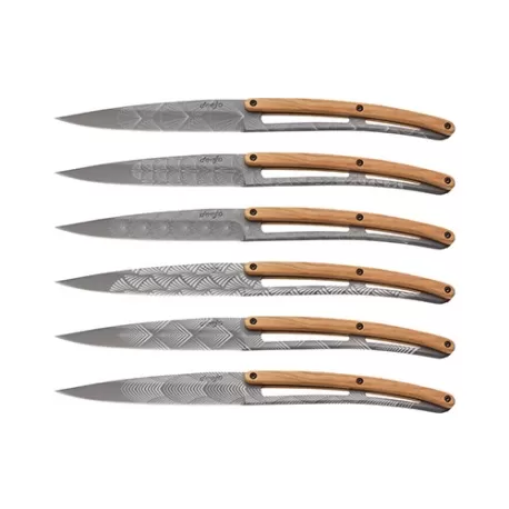 Set 6 coltelli da tavola Deejo Art Decò Ulivo Titanio - Deejo