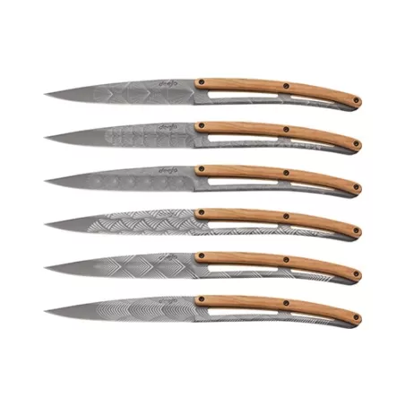 Set 6 coltelli da tavola Deejo Art Decò Ulivo Titanio - Deejo